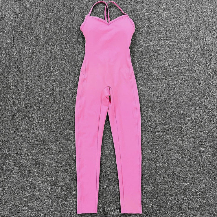 Backless Sports Lycra Fitness Overalls_0