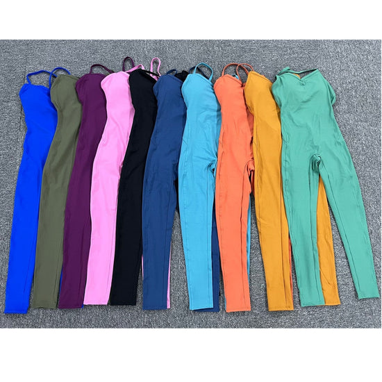 Backless Sports Lycra Fitness Overalls_1