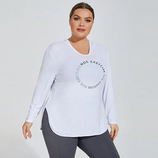 CurveStyle Plus Size Printed Yoga Hooded Top_0