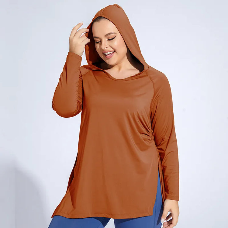 CurveFlow Plus Size Breathable Yoga Hooded Top_6