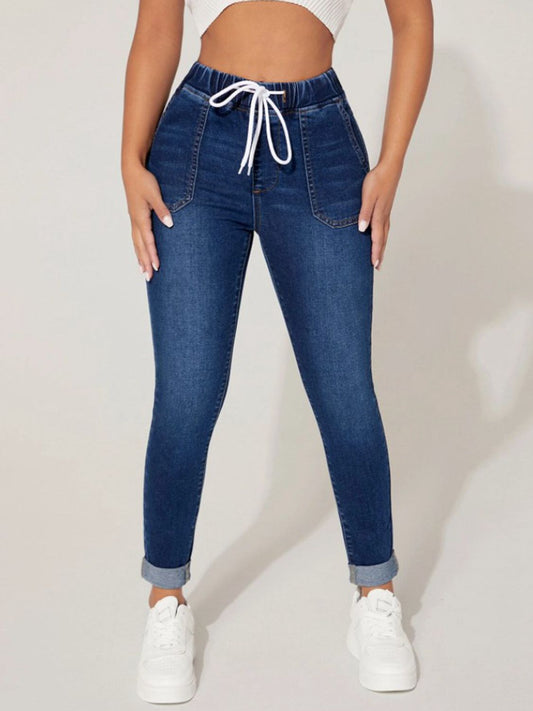Marica Drawstring Cropped Jeans (S - 2XL)