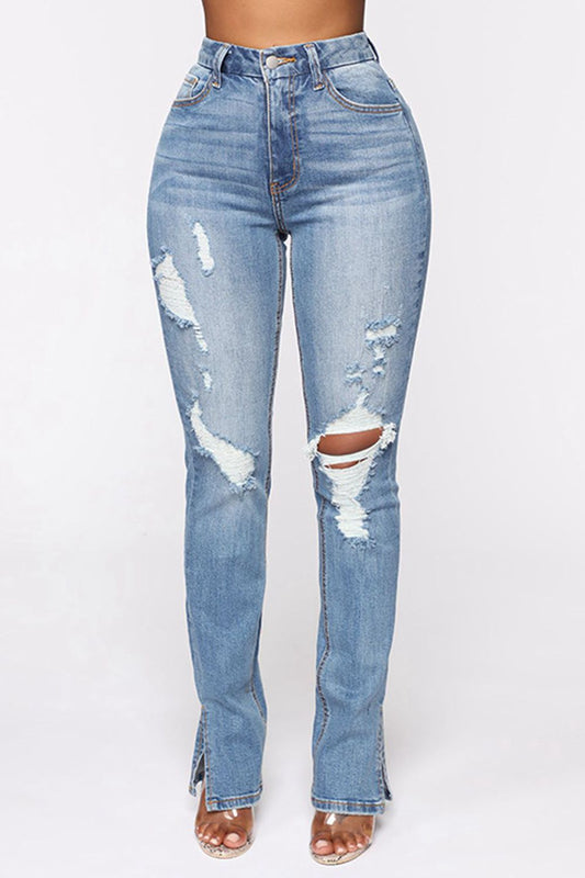 Slit Blitz Distressed Jeans